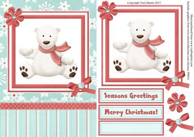 Polar Bear Christmas Card Front with Decoupage