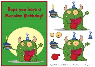 Hope You Have a Monster Birthday Decoupage Card