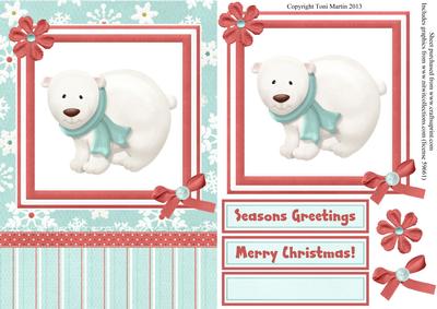 Cute Polar Bear Christmas Card Front with Decoupage
