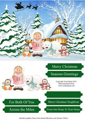 Christmas Scene Card Front with Decoupage