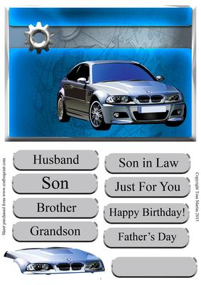 Car Themed Card Front with Decoupage