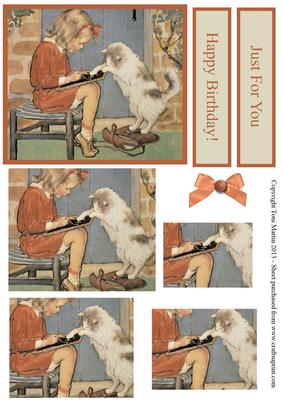 Little Girl & Cat Pyramage Card