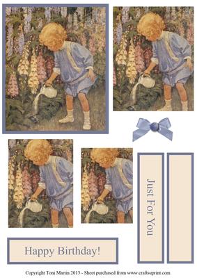 Little Girl in the Garden Pyramage Card