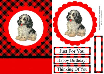 Cute Vintage Dog Card Front with Decoupage
