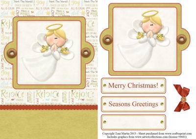 Christmas Angel Card Front with Decoupage