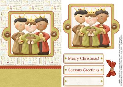 Three Wisemen Christmas Nativity Card Front with Decoupage