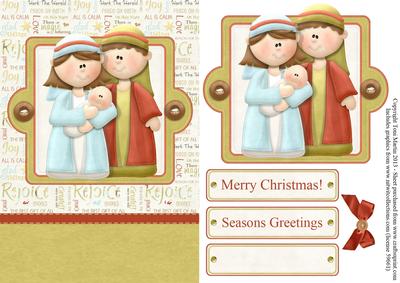 Mary, Joseph & Jesus Nativity Card Front with Decoupage