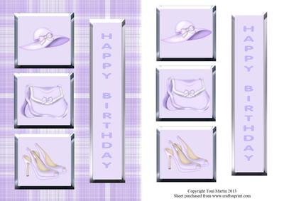 Glamorous Lady Purple Card Front with Decoupage