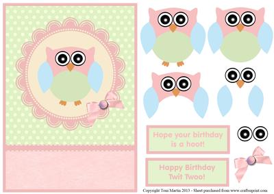 Hope Your Birthday is a Hoot Owl Card Front with Decoupage
