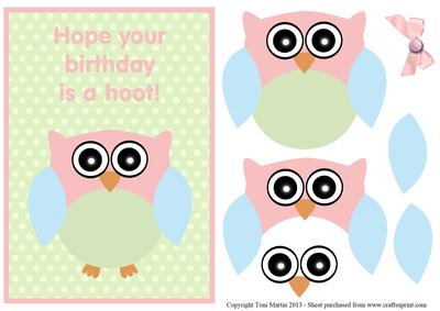 Hope Your Birthday is a Hoot Card Owl Decoupage Card
