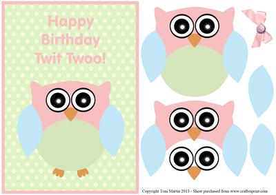Happy Birthday Twit Twoo Owl Decoupage Card