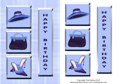 Glamorous Lady Blue Card Front with Decoupage