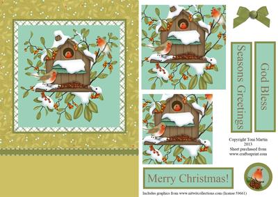 Christmas Robin House Card Front with Pyramage Layers