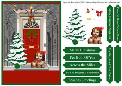 Christmas Door Scene Card Front & Decoupage