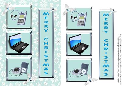Gadget / Laptop Christmas Card Front & Decoupage