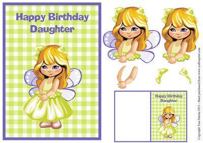 Daughter Birthday Card & Gift Tag - Cute Fairy Girl