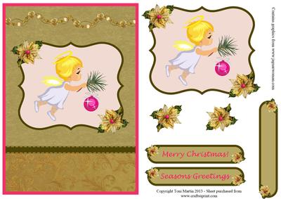 Christmas Angel Gold Card Front & Decoupage