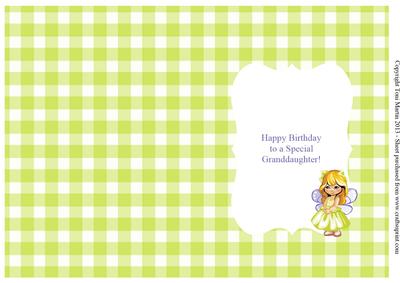 Granddaughter Birthday Insert - Cute Fairy Girl