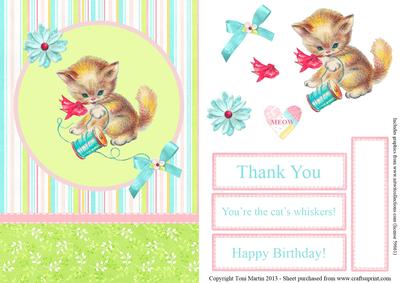 Cute Little Kitten Card Front with Decoupage