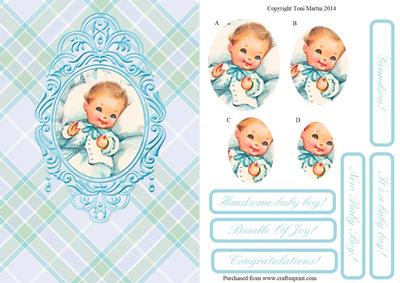 New Baby Boy Swag Frame Pyramage Design Card Front