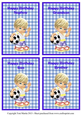 Little Footballer Card Toppers