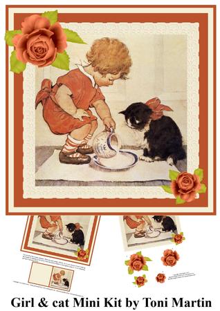 Girl & Cat Mini Kit - Vintage Style