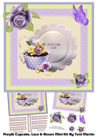 Purple Cupcake, Lace & Roses Mini Kit