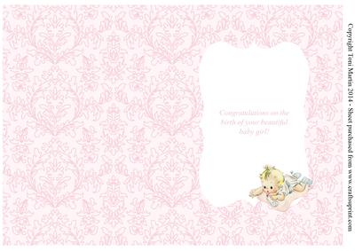 Cute Vintage Baby Girl Card Insert