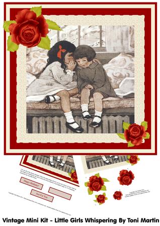 Vintage Mini Kit - Little Girls Whispering - Female Birthday