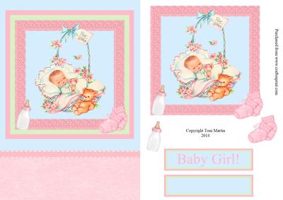 Sweet Vintage Baby Girl Decoupage Card