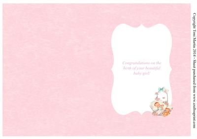 Sweet Vintage Baby Girl Card Insert