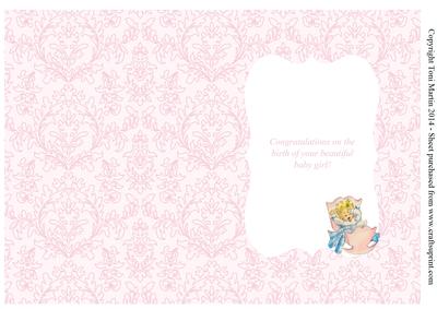 Cute Vintage Baby Girl in a Crib Card Insert