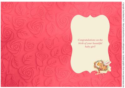 Vintage Baby Girl Decoupage Card Insert