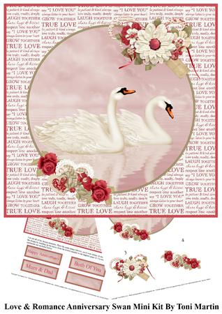 Love & Romance Anniversary Swan Mini Kit & Decoupage
