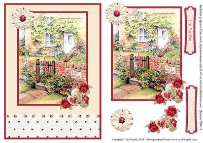 Rose Cottage Card Front & Floral Decoupage