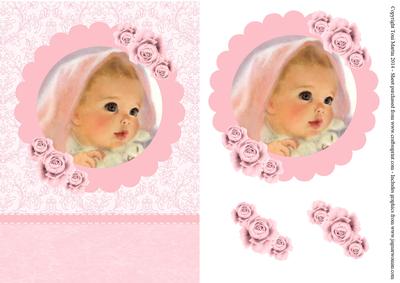 Blue Eyed Baby Girl Vintage Card Front & Decoupage