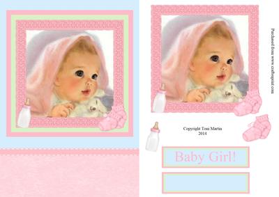 New Baby Girl Lace Frame Decoupage Card