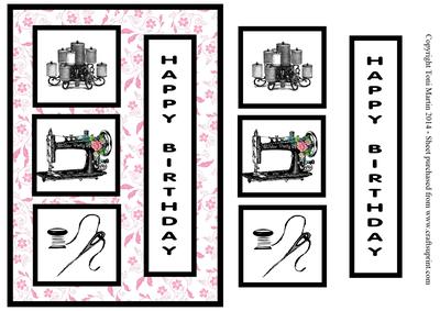 Vintage Sewing / Seamstress Decoupage Card