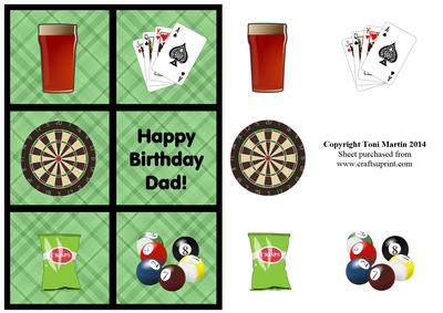 Happy Birthday Dad Pub Theme Card Front / Topper & Decoupage