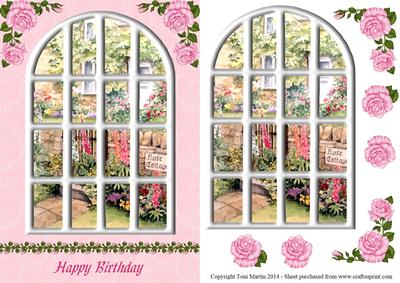 Rose Cottage Arched Window Birthday Topper & Decoupage