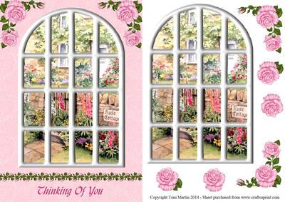 Rose Cottage Arched Window Thinking of You Topper Decoupage