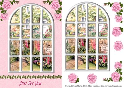 Rose Cottage Arched Window Just for You Topper & Decoupage