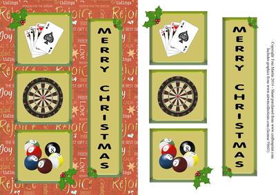 Pub Games Christmas Themed Decoupage Card