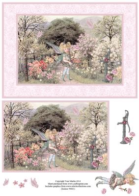 Fairy & Butterflies in the Garden Topper & Decoupage