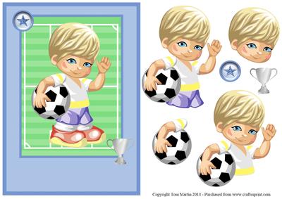 Little Football Boy Topper & Decoupage