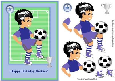 Football Boy Topper & Decoupage Birthday Brother