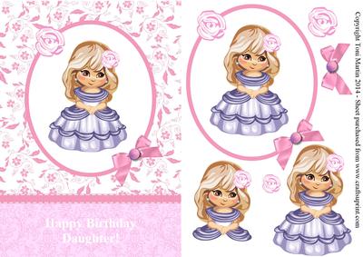 Sweet Girl Card Front & Decoupage Birthday Daughter