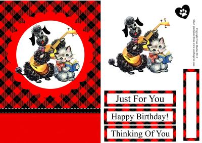 Cat & Dog Singing Musical Topper & Decoupage