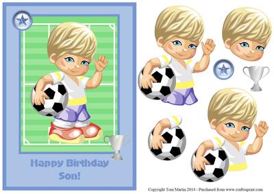 Little Football Boy Topper & Decoupage Birthday Son