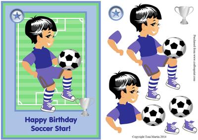 Soccer Star Birthday Boy Topper & Decoupage